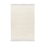 Ulsmere Reversible Wool Throw in ecru with oversized bouclé texture and fringed edges, shown flat on a plain white background.