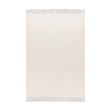 Ulsmere Reversible Wool Throw in ecru, an oversized bouclé-textured blanket with fringed edges, shown flat on a plain white background.