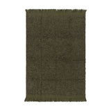 Ulsmere Reversible Wool Throw in lichen green, an oversized bouclé fabric throw with fringed edges, shown flat on a plain white background.