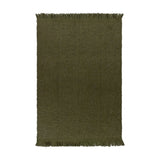 Ulsmere Reversible Wool Throw in lichen green, oversized bouclé texture with fringed edges, shown flat on a plain white background.