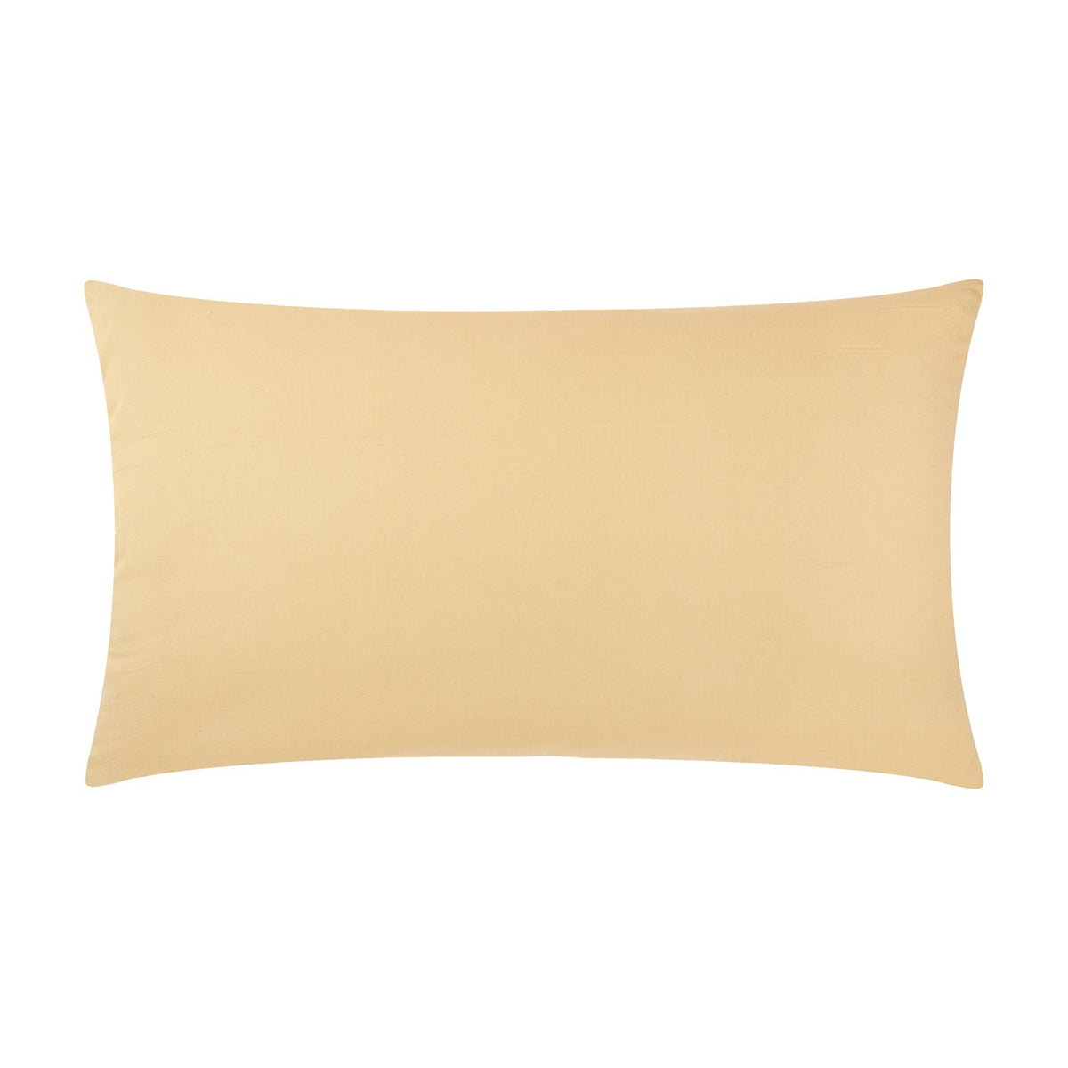 Rectangular cushion in plain gold cotton, reverse side shown, on a plain white background.