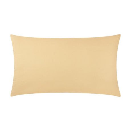 Rectangular cushion in plain gold cotton, reverse side shown, on a plain white background.