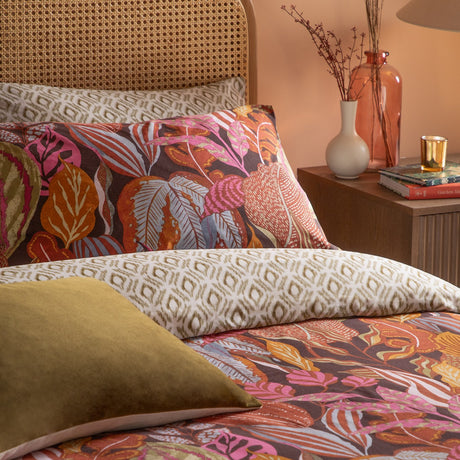 Utopia Reversible Floral Duvet Cover Set - Copper Glow