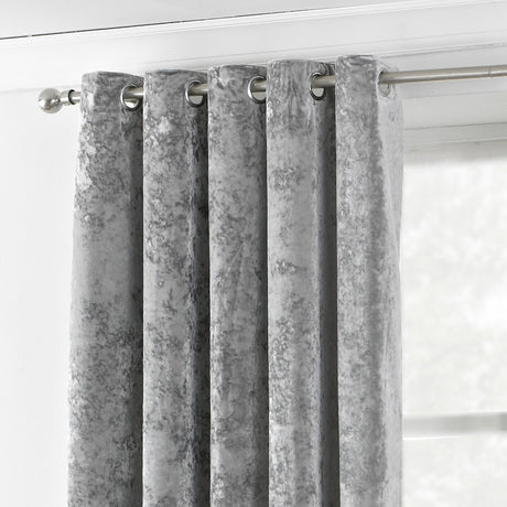 Verona Velvet Fully Lined Eyelet Curtains - Silver