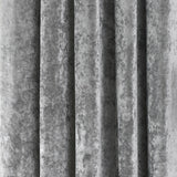 Close-up of Verona crushed velvet eyelet curtain in silver, showing soft folds and a mottled, light-catching texture.