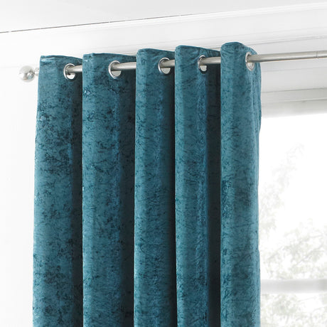 Verona Velvet Fully Lined Eyelet Curtains - Teal
