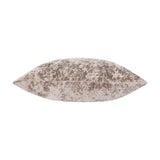 Verona Polyester Velvet Cushion in Oyster, shown side-on to reveal a crushed-velvet pile in mottled beige and brown tones, set against a plain white background.