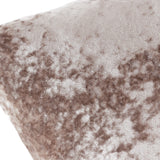 Close-up of the Verona Polyester Velvet Cushion in Oyster, showing a crushed velvet-look pile with light and dark mottled beige-brown tones catching the light.