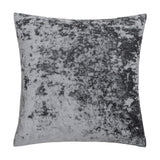 Verona Polyester Velvet Cushion in pewter grey, square with piped edges, crushed velvet-look finish showing charcoal and silvery tones, shown on a plain white background.