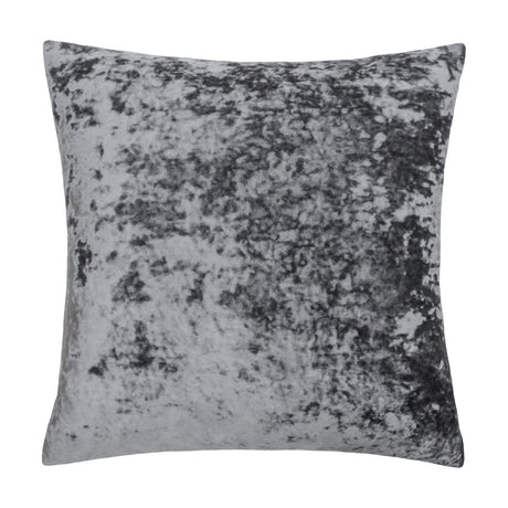 Verona Polyester Velvet Cushion in pewter grey, square with piped edges, crushed velvet-look finish showing charcoal and silvery tones, shown on a plain white background.