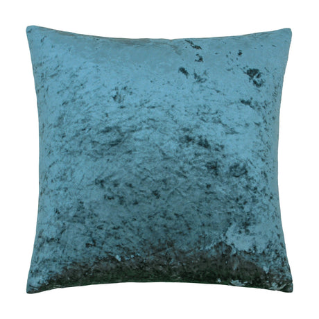Verona Polyester Velvet Cushion in teal blue, a square crushed-velvet-look cushion with a mottled sheen, shown on a plain white background.