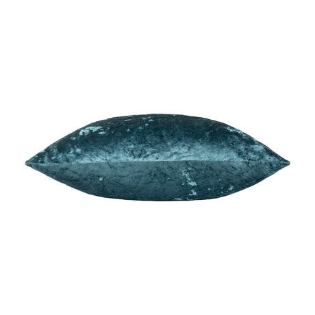 Verona Polyester Velvet Cushion in teal, shown side-on with crushed-velvet finish, pointed corners, and a plain white background.