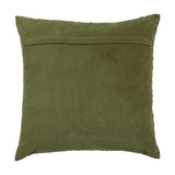 Reverse view of the Waterfall Abstract Velvet Cushion in sage, showing the plain velvet back panel with a concealed zip closure, on a white background.