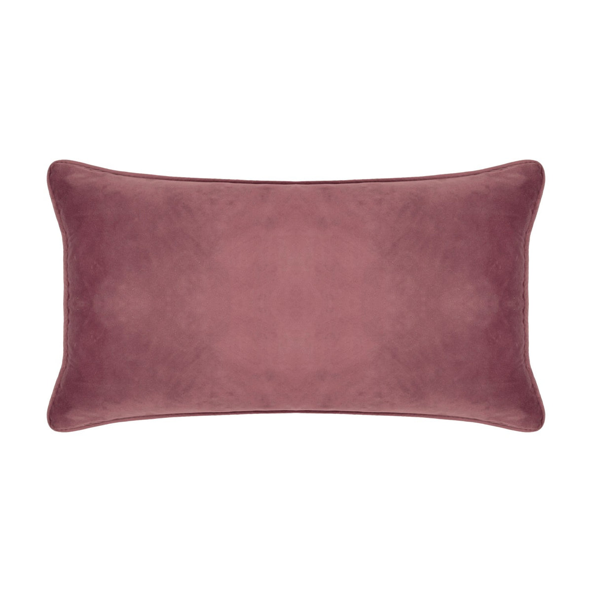 Rectangular velvet bolster cushion, 30 x 50cm, shown in plain mauve-pink on the reverse side against a white background.