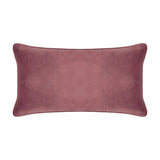 Rectangular velvet bolster cushion, 30 x 50cm, shown in plain mauve-pink on the reverse side against a white background.