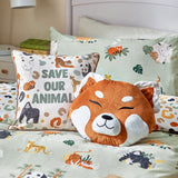 Wildlife Animal Reversible Duvet Cover Set - Multicolour/Green