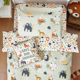 Wildlife Animal Reversible Duvet Cover Set - Multicolour/Green