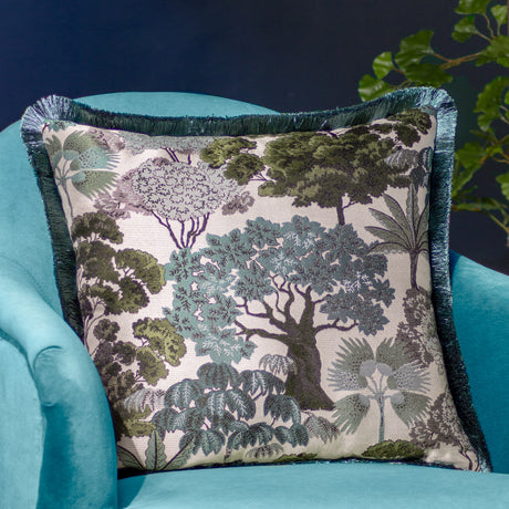Woodlands Eyelet Velvet Cushion - Green