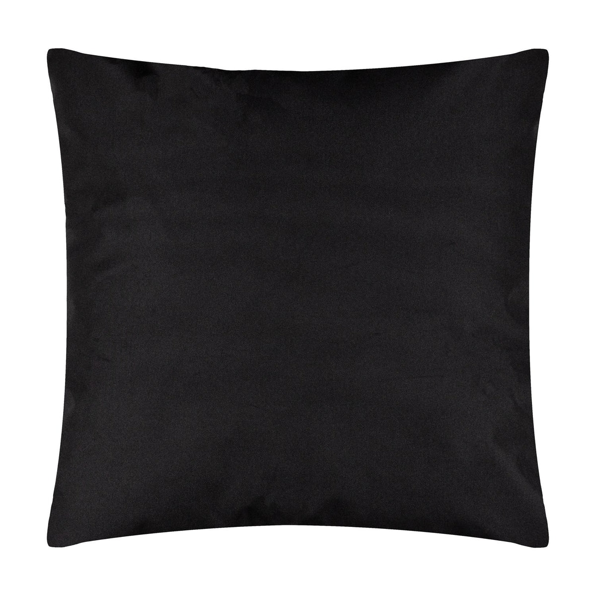 Square black polyester outdoor cushion with a plain, unpatterned face, shown against a plain white background.