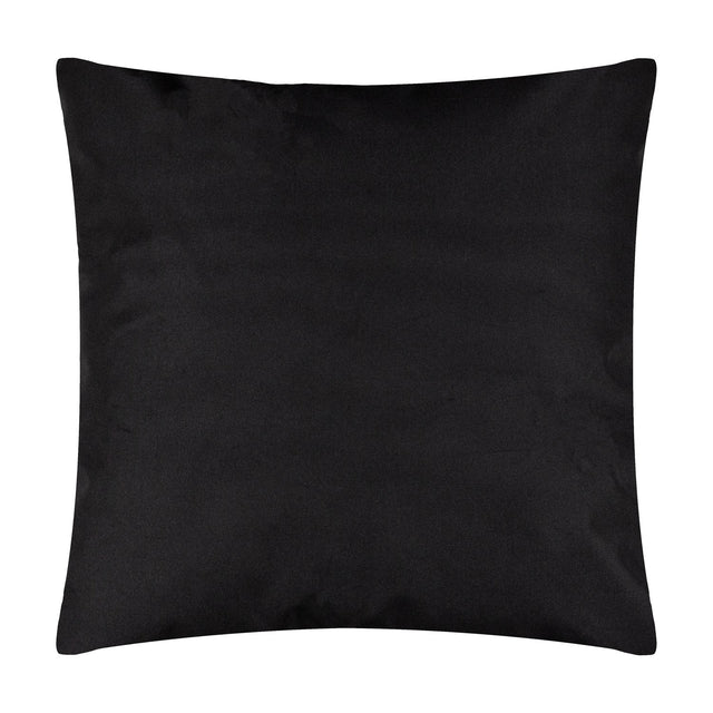 Square black polyester outdoor cushion with a plain, unpatterned face, shown against a plain white background.