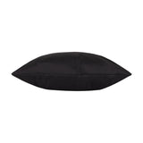 Side view of the Plain Printed Polyester Cushion in black, showing a plump square shape with a plain unpatterned face and piped edge, on a white background.