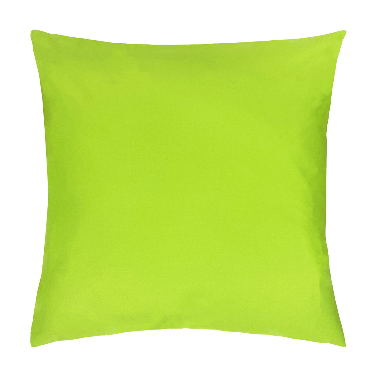 Plain Printed Polyester Cushion in bright lime green, square shape with no pattern, shown on a plain white background.