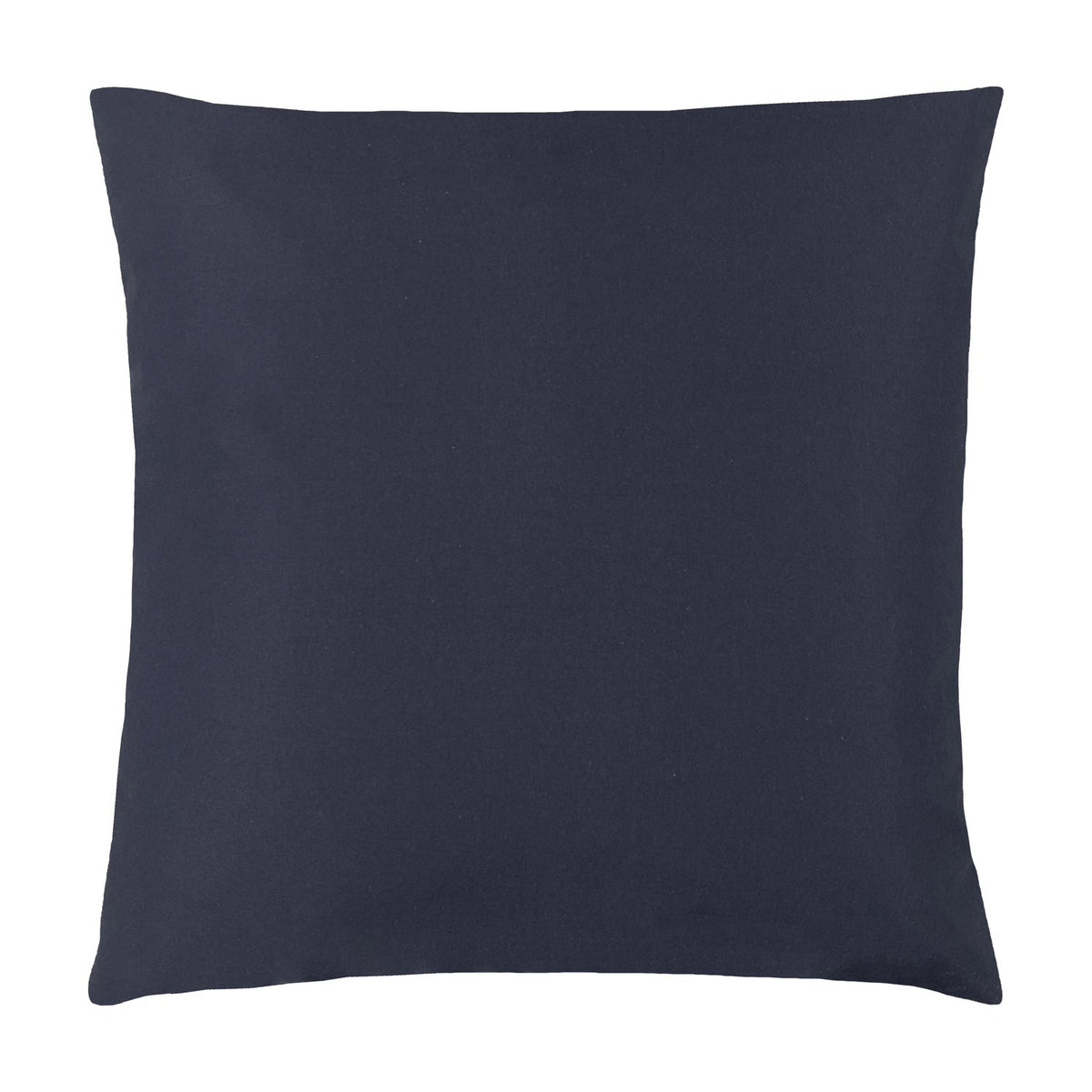 Square scatter cushion in plain navy polyester with a smooth, water-resistant finish, shown against a plain white background.