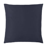 Square scatter cushion in plain navy polyester with a smooth, water-resistant finish, shown against a plain white background.