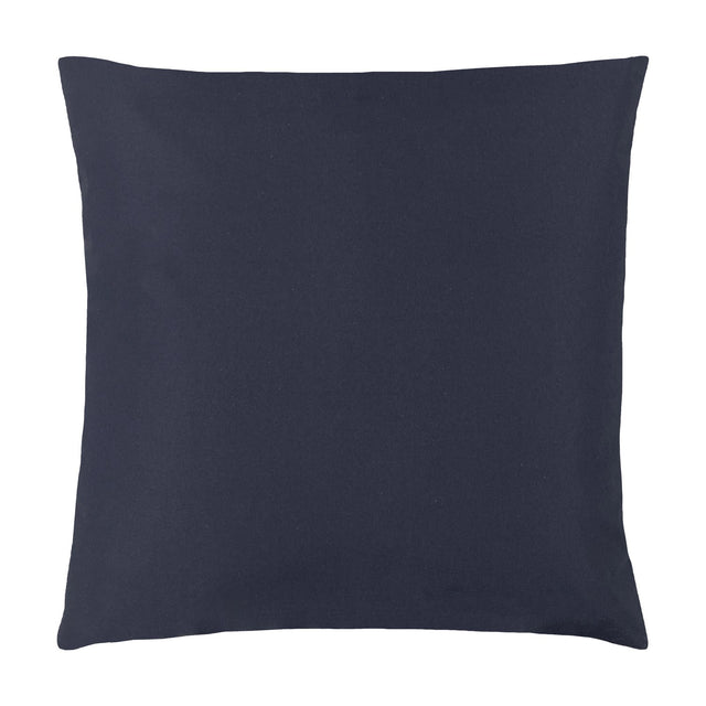 Square scatter cushion in plain navy polyester with a smooth, water-resistant finish, shown against a plain white background.