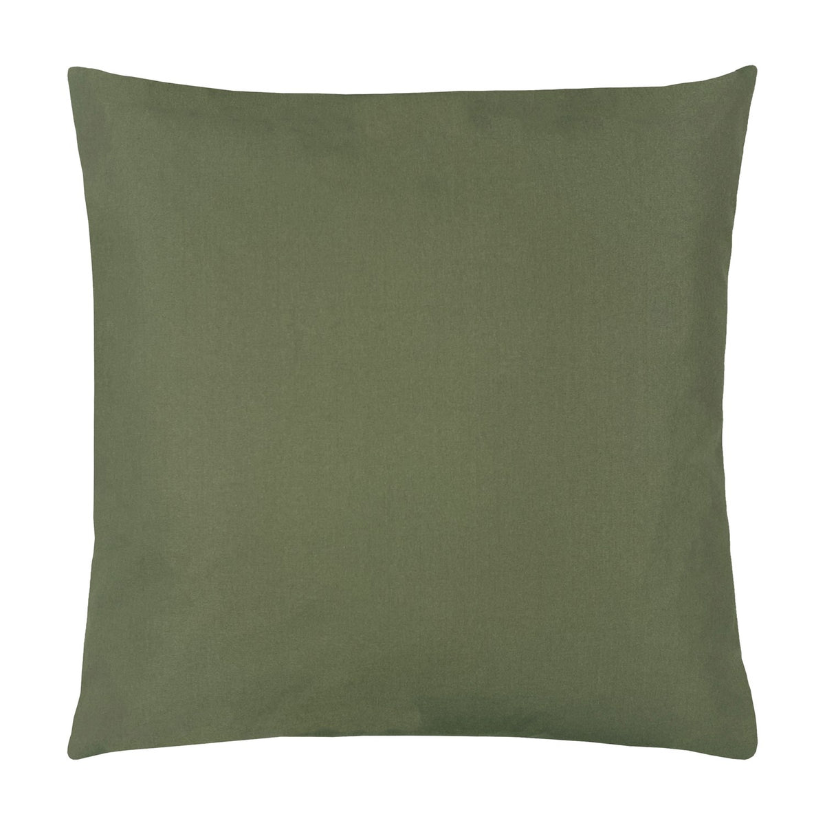 Plain Printed Polyester Cushion in olive green, square scatter-cushion shape with a smooth flat finish, shown against a plain white background.
