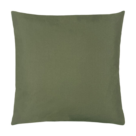 Plain Printed Polyester Cushion in olive green, square scatter-cushion shape with a smooth flat finish, shown against a plain white background.