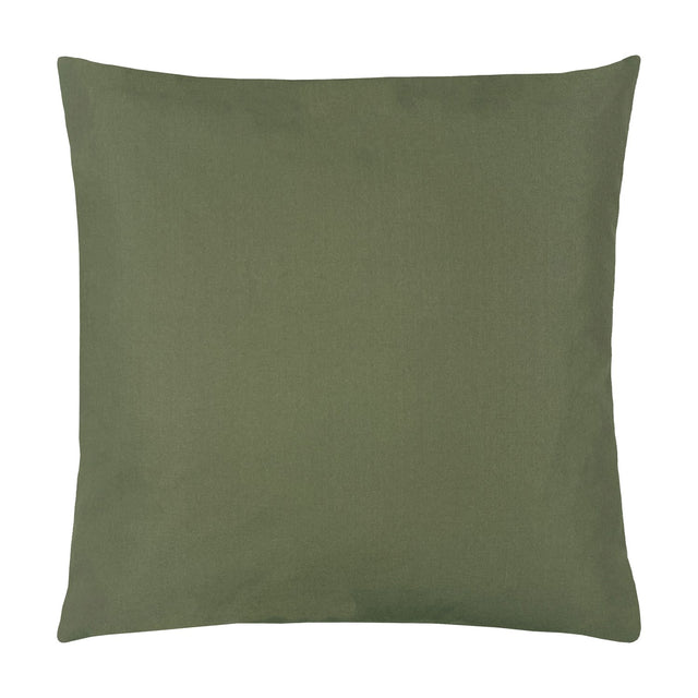 Plain Printed Polyester Cushion in olive green, square scatter-cushion shape with a smooth flat finish, shown against a plain white background.