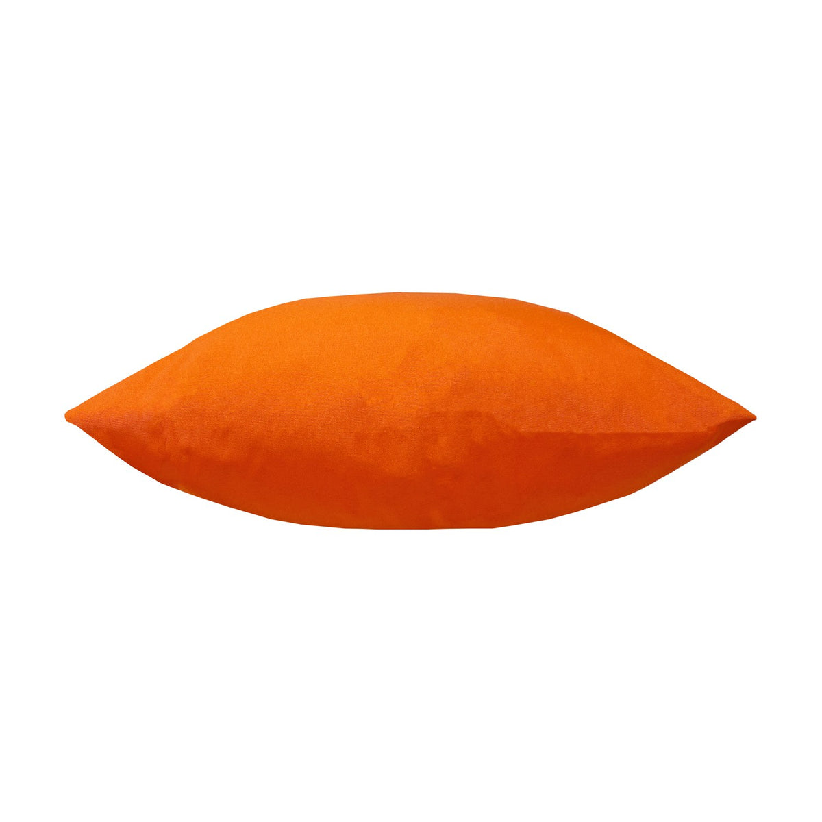 Plain Printed Polyester Cushion in solid orange, knife-edge square shape with straight seamed corners, shown side-on against a plain white background.