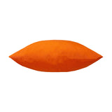 Plain Printed Polyester Cushion in solid orange, knife-edge square shape with straight seamed corners, shown side-on against a plain white background.