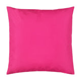 Square outdoor cushion in plain, bright pink polyester fabric with no pattern, shown against a plain white background.