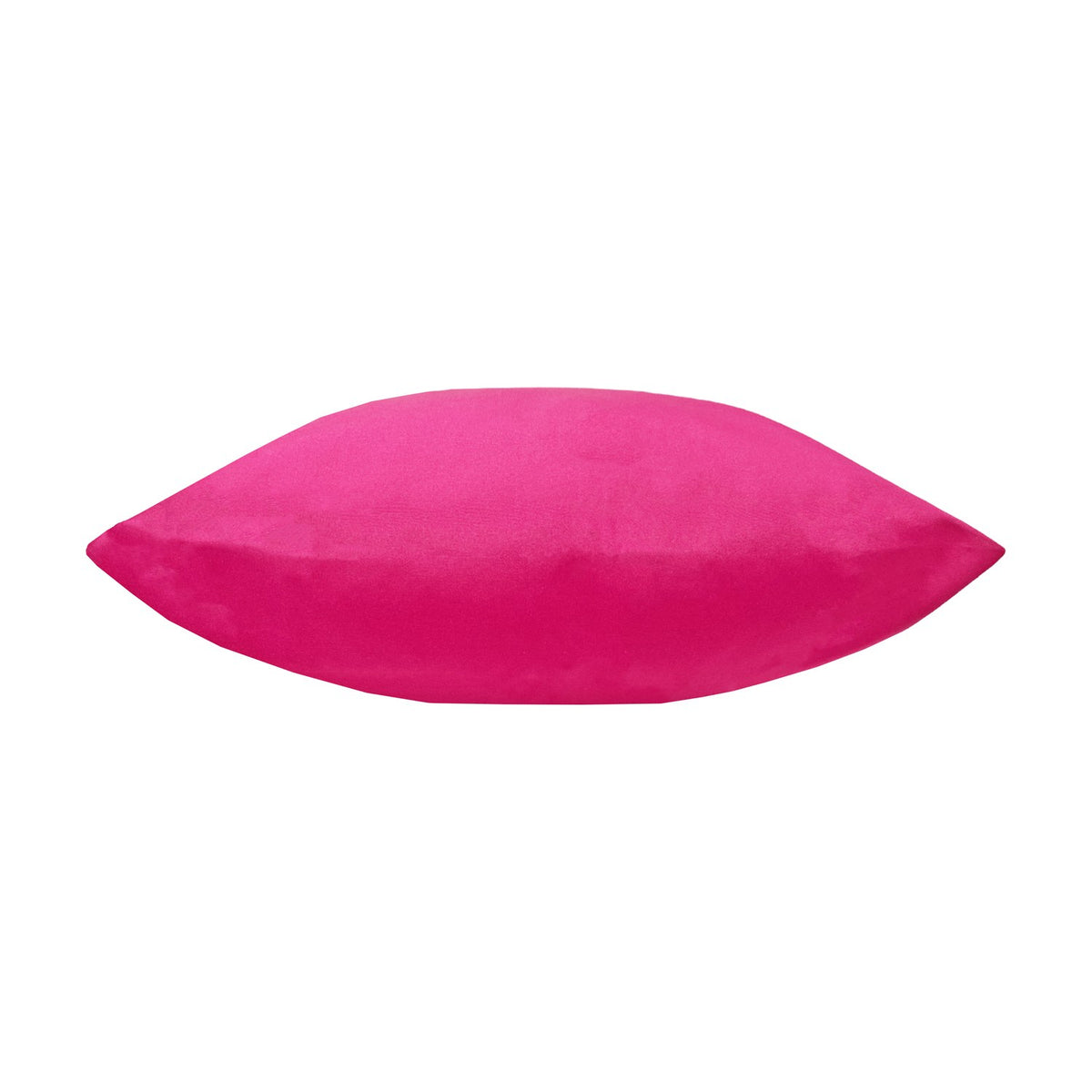 Plain Printed Polyester Cushion in bright pink, shown side-on with a plump, edge-to-edge solid colour finish against a plain white background.