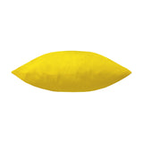 Plain Printed Polyester Cushion in bright yellow, shown side-on with a plump square shape and smooth fabric finish against a plain white background.