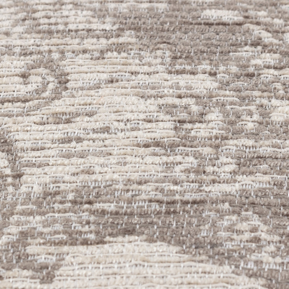 Close-up of the Winter Woods Jacquard Chenille Cushion in taupe, showing the raised woodland pattern woven into the textured fabric.