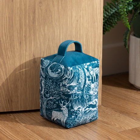 Winter Woods Animal Velvet Door Stop - Midnight