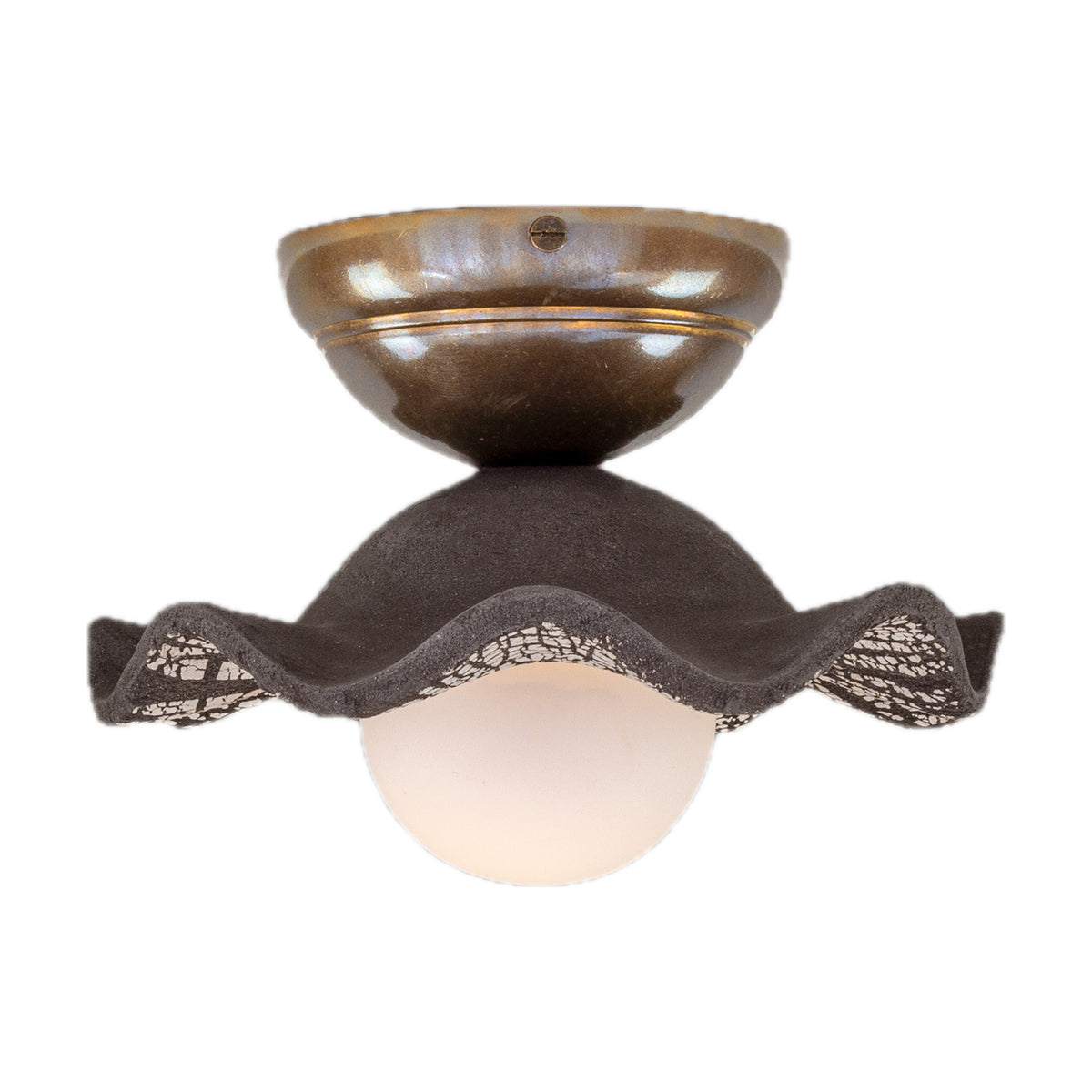 Rivale Ceramic Globe Flush Ceiling Light - Black Clay