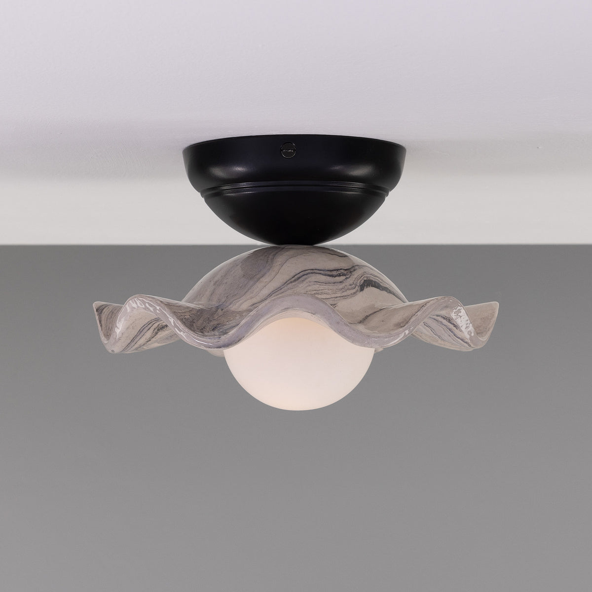 Rivale Ceramic Globe Flush Ceiling Light - Marbled