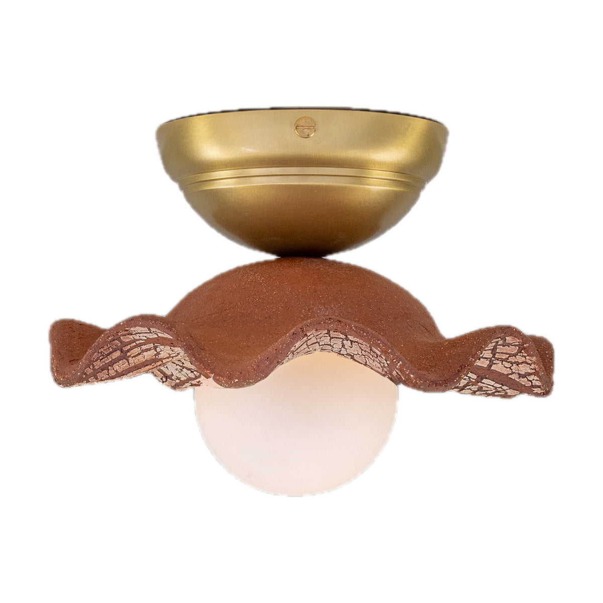 Rivale Ceramic Globe Flush Ceiling Light - Red Iron