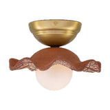 Rivale Ceramic Globe Flush Ceiling Light - Red Iron