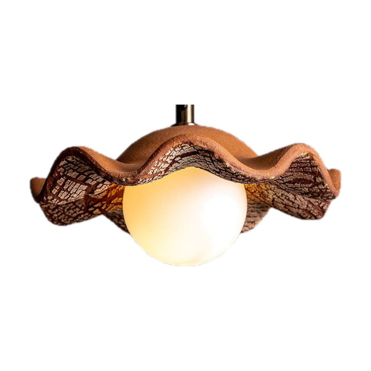 Rivale Ceramic Globe Pendant Light - Red Iron