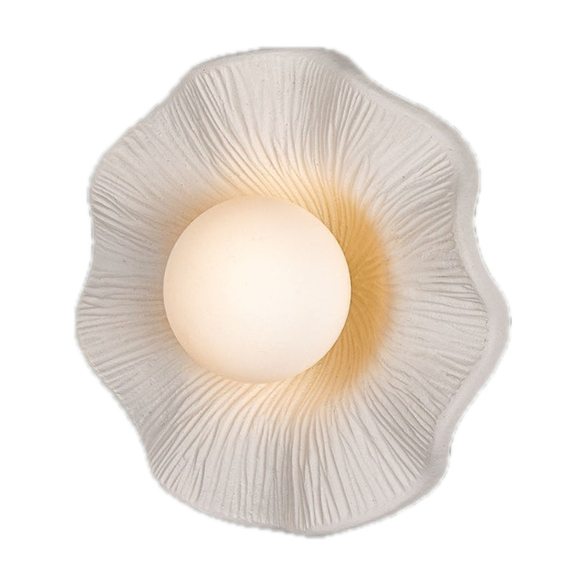 Rivale Ceramic Globe Wall Light IP44 - Matt White Striped