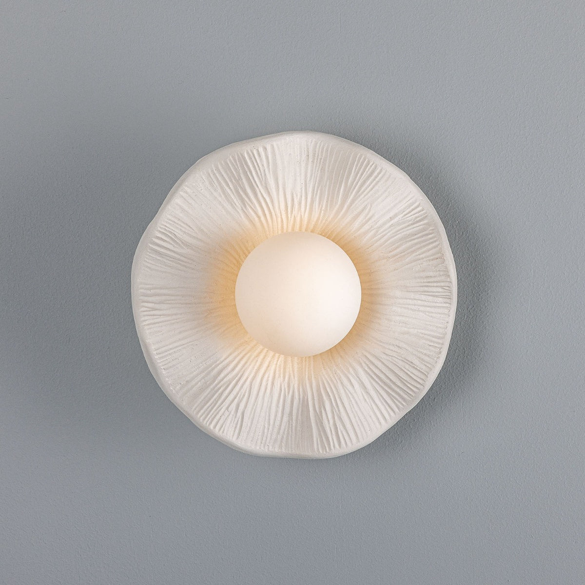 Rivale Ceramic Globe Wall Light IP44 - Matt White Striped