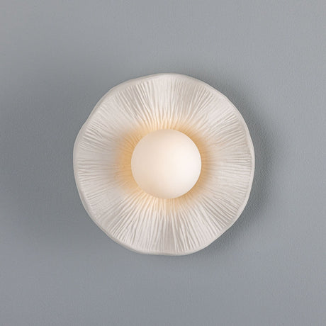 Rivale Ceramic Globe Wall Light IP44 - Matt White Striped