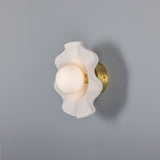 Rivale Ceramic Globe Wall Light IP44 - Matt White Striped