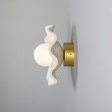 Rivale Ceramic Globe Wall Light IP44 - Matt White Striped