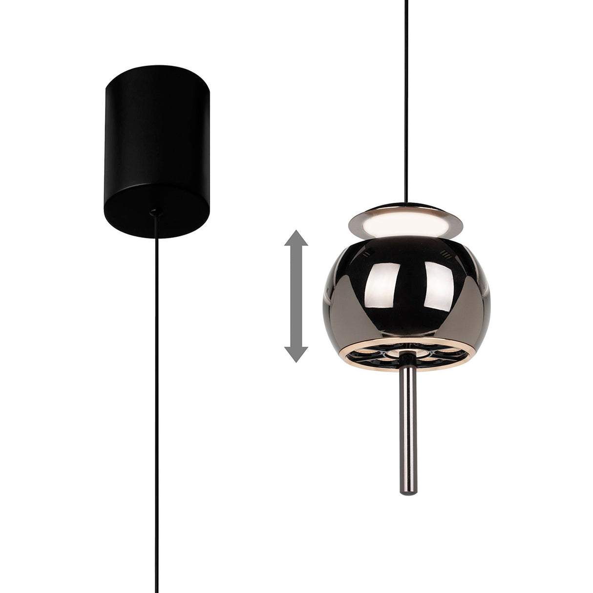 Roller 9.6cm LED Pendant Light 12W 3000K - Black Chrome & Black